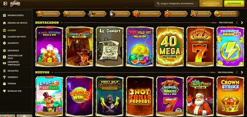 Lizaro Casino recensione – Catalogo giochi: 15.000 titoli e provider di peso